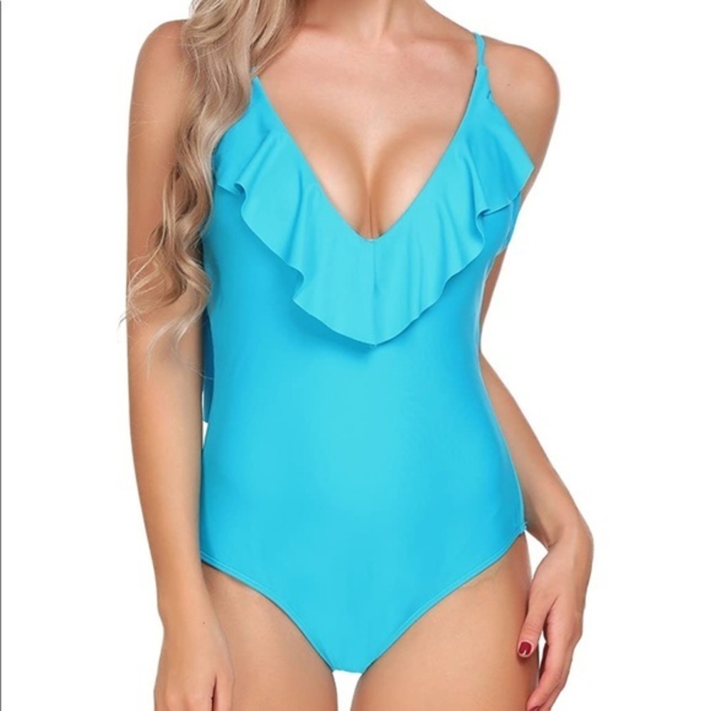 Ruffled low back one piece.  NWT